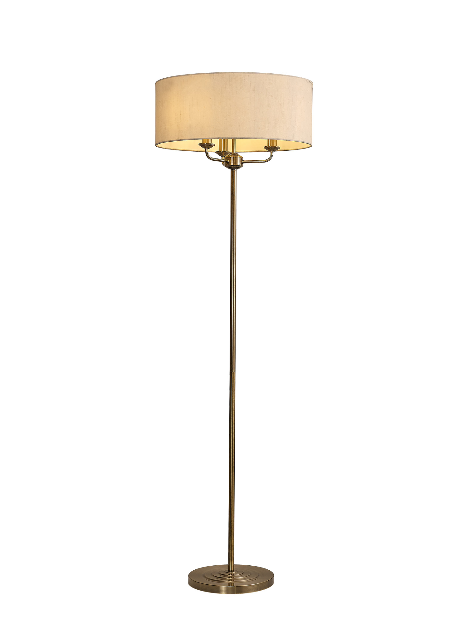 DK0915  Banyan 45cm 3 Light Floor Lamp Antique Brass, Ivory Pearl